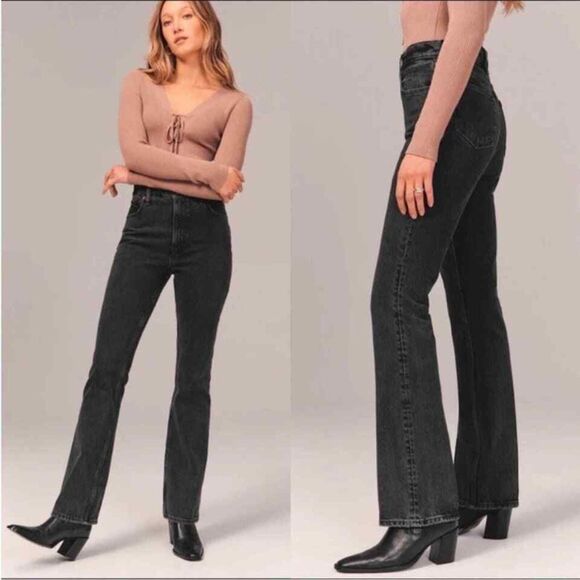 Abercrombie & Fitch Black Flare Jeans - Picture 1 of 10